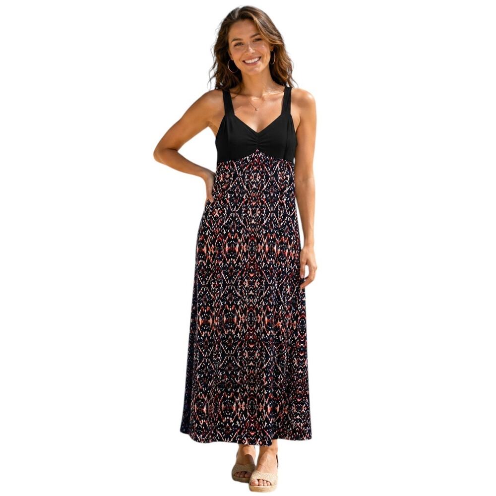 Ellen Parker Boho Maxi Dress Size XL Beach Babydoll Resortwear Festival Sundress